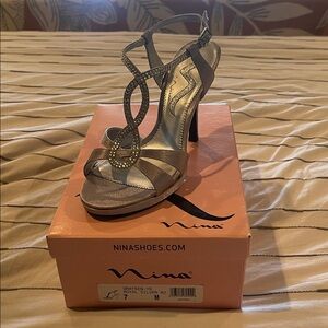 Nina Women's Silver Embellished Heels